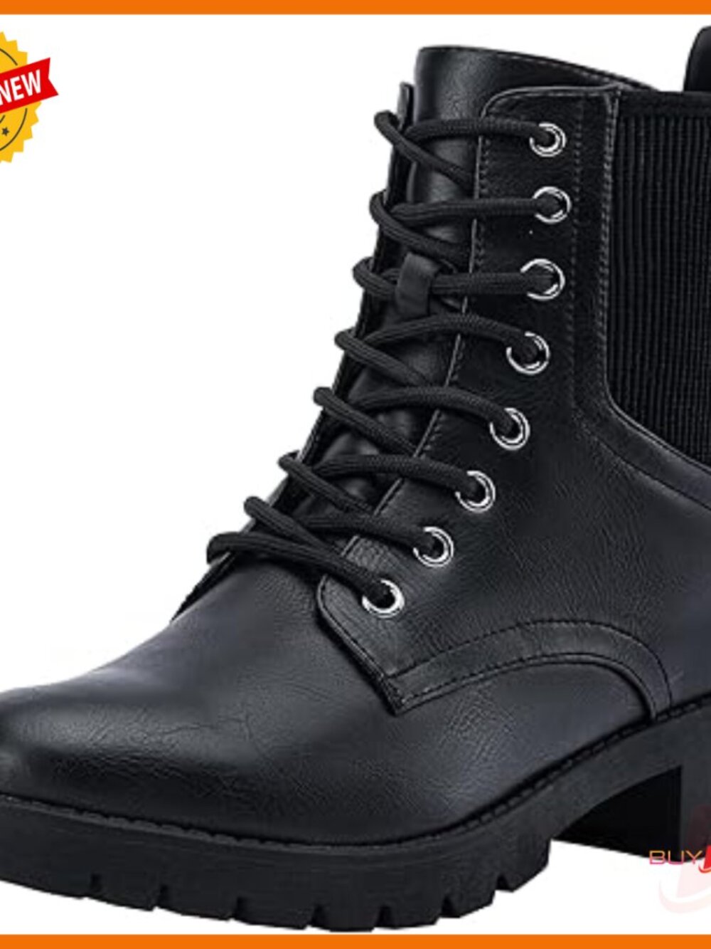 Women's Combat Ankle Boots With Lace-Up And Inside Zipper, Low Heel